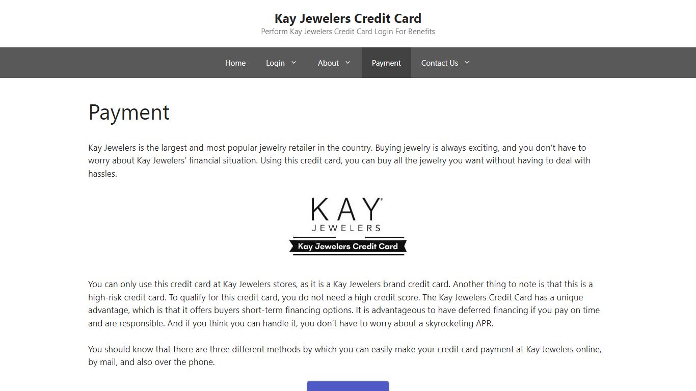 Payment - Kay Jewelers Credit Card